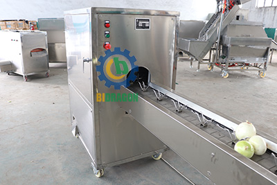 Industrial automatic onion cutting machine price/onion peeling root cutting production line